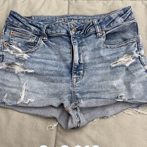 American Eagle Outfitters Light Blue Distressed Jean Shorts